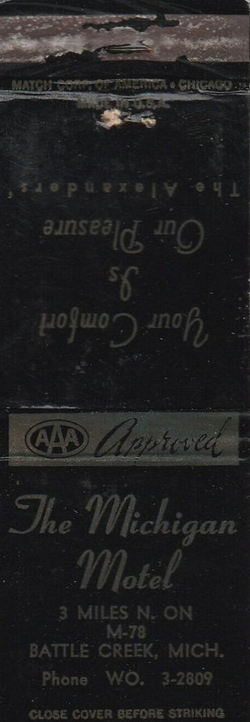 Michigan Motel - Matchbook (newer photo)